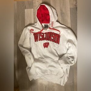 Wisconsin Badgers Hoodie White Red NCAA Pullover Size Medium